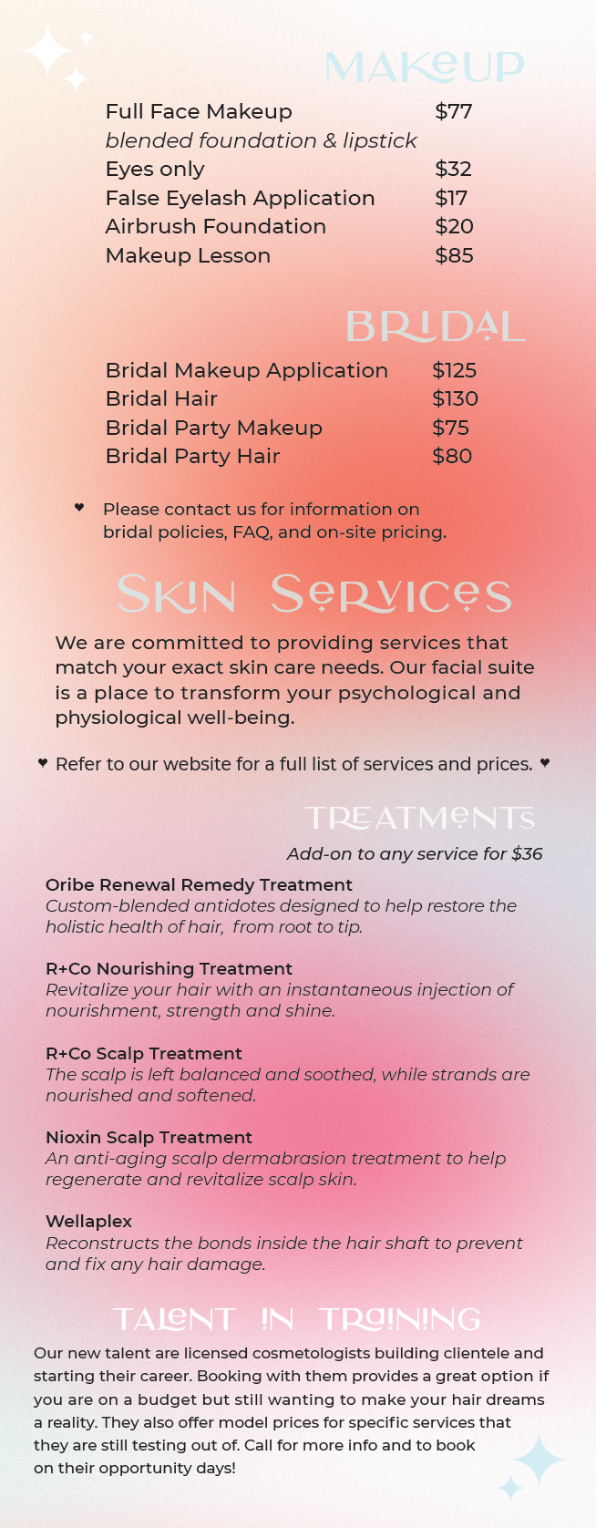 Services menu back