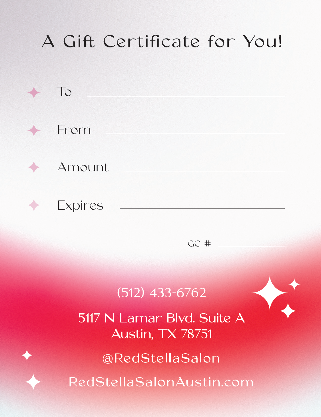 Gift certificate back