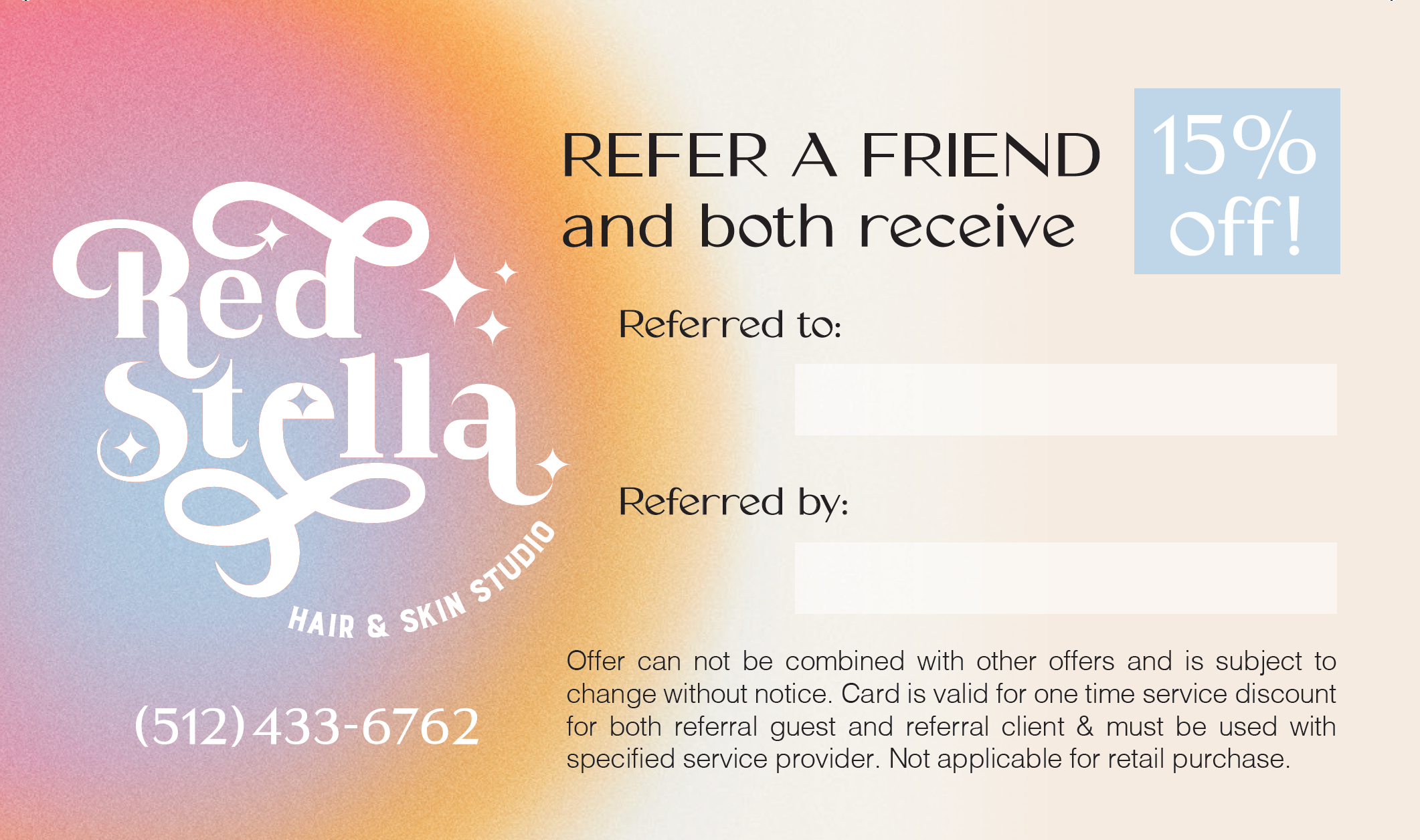 Refer a friend card front