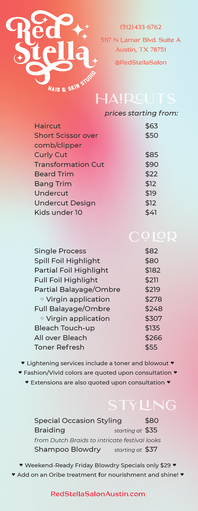 Services menu front
